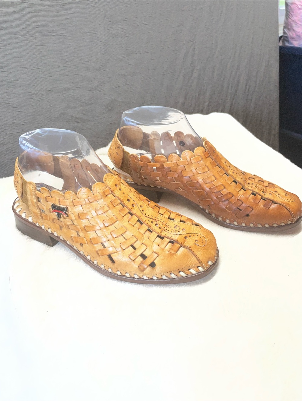 PIKOLINOS Tan Woven Leather Slip-On Women’s Shoes